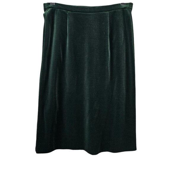 Act III Crushed Velvet Green Vintage Pull On Midi Skirt - Picture 1 of 9